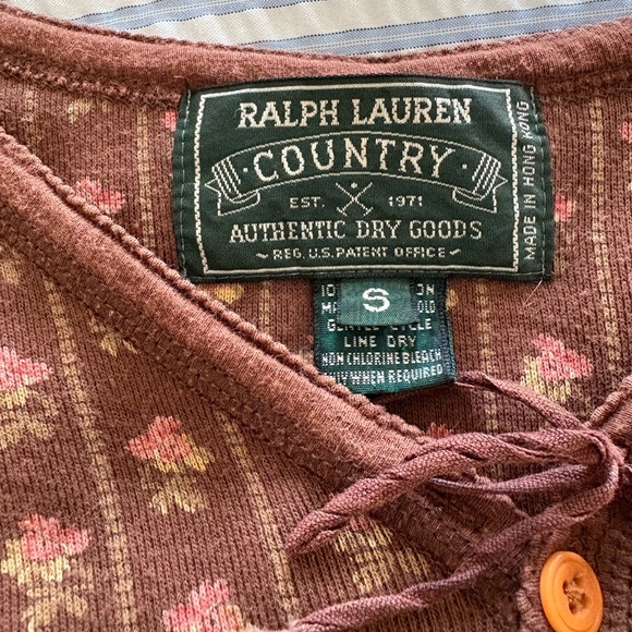 Ralph Lauren Country Tops - Vintage Ralph Lauren Country Floral Henley